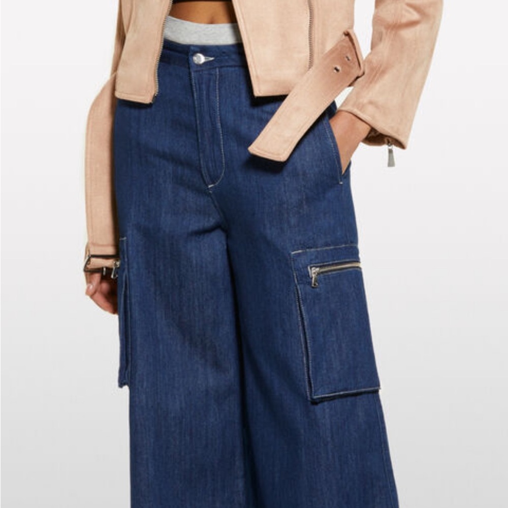 Sisley Dark Blue Wide Leg Jeans